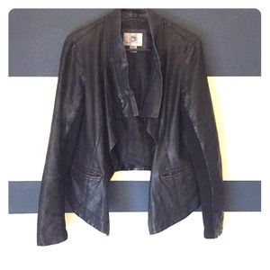 Paint and faded size large asymmetrical jacket